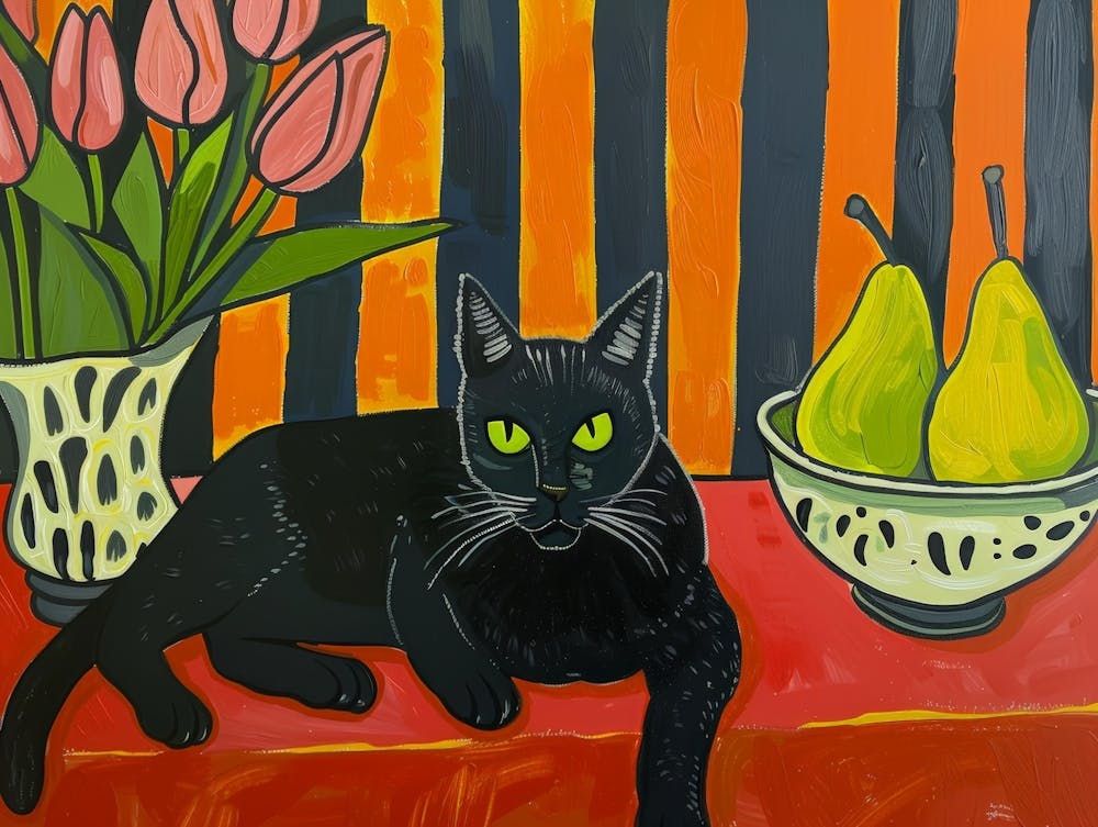 Black Cat With Pears