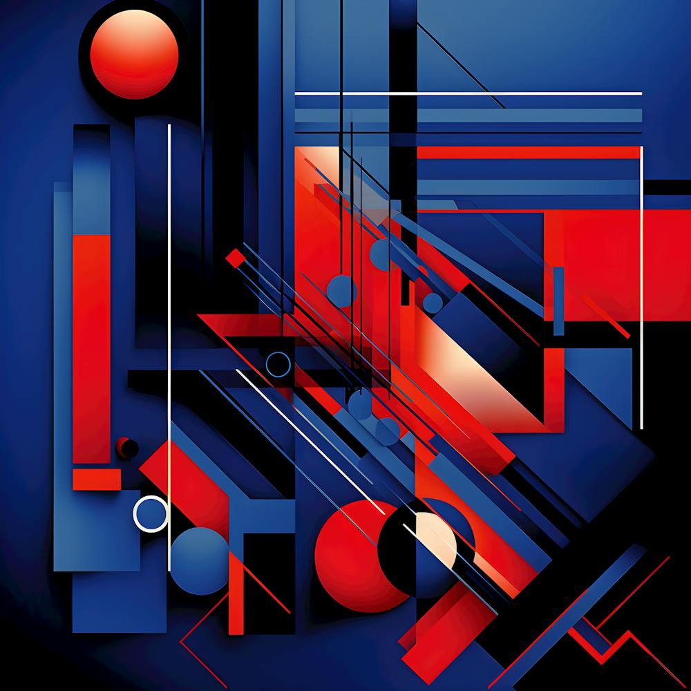 Abstract Geometric Art In Red And Blue