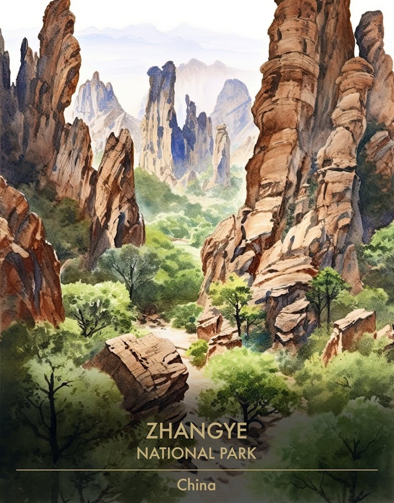 Zhangye National Park China Watercolour 1