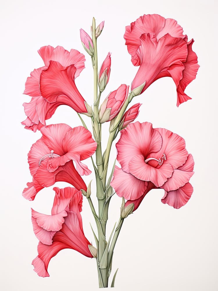 Gladiolus Flower Vintage Botanical 1