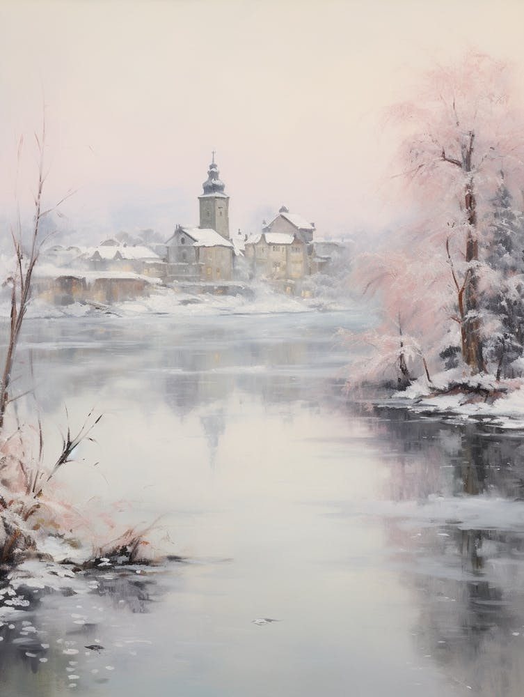 Dreamy Winter Painting Lucerne Switzerland 2