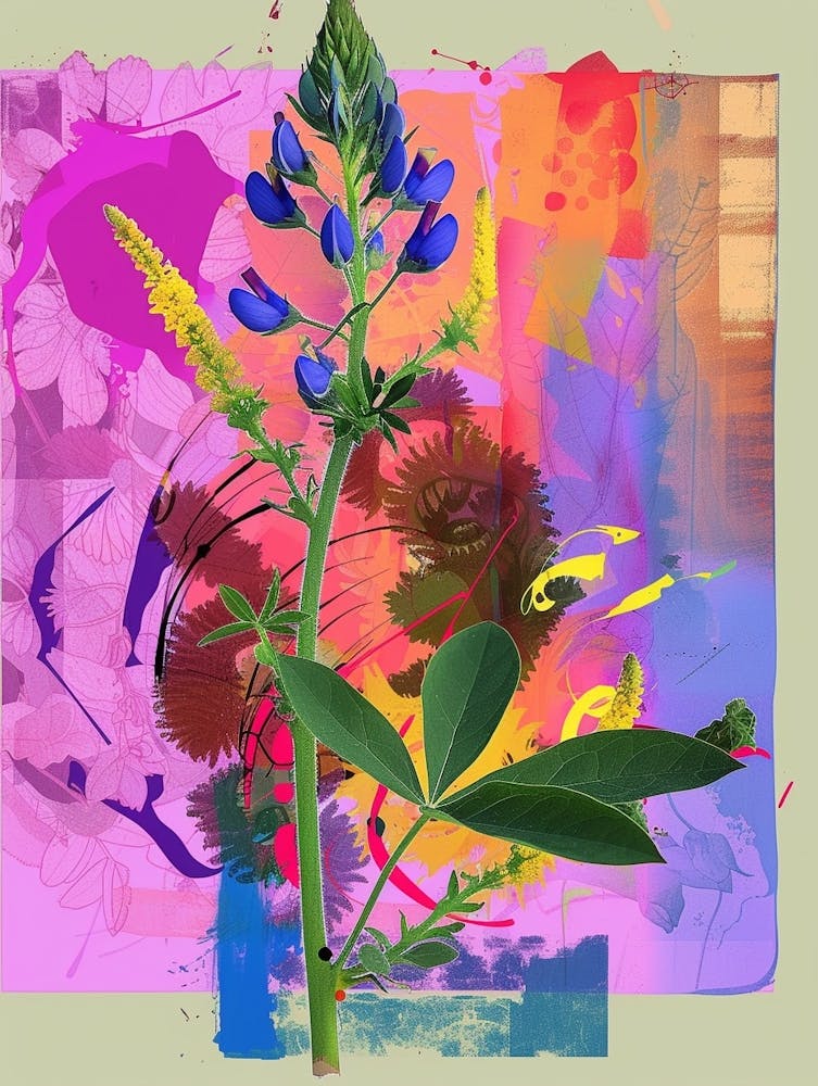 Bluebonnet 4 Neon Flower Collage