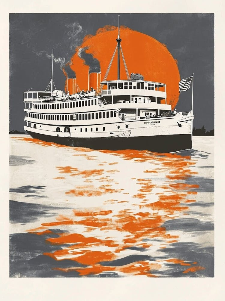 Steamboat Natchez Retro Lithograph 1