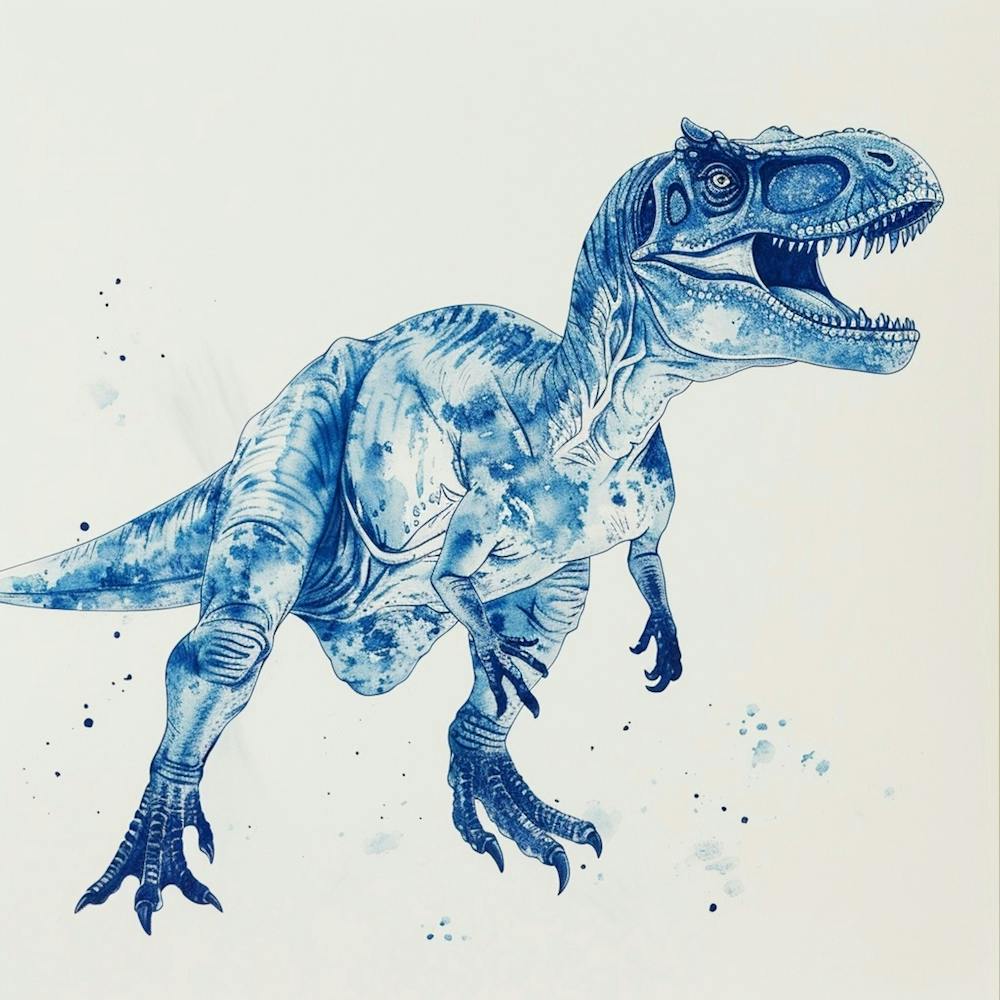 Blue T Rex Watercolour Style