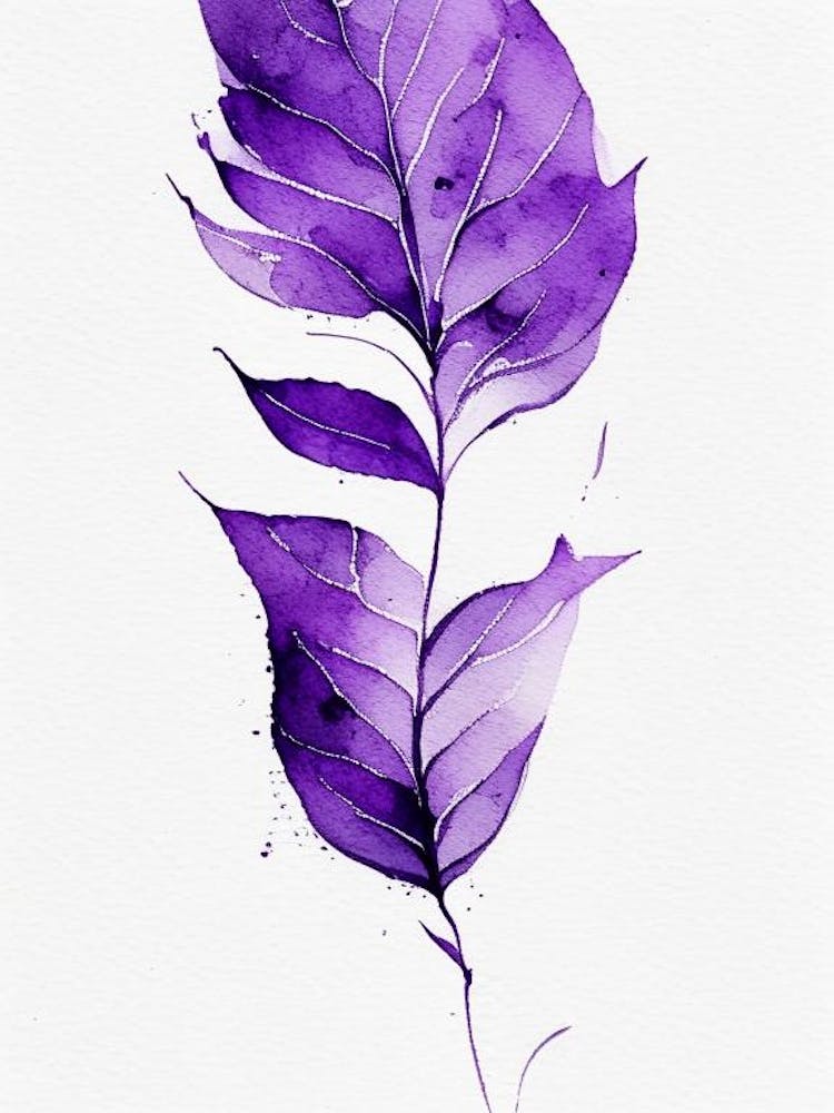 Violet Leaf Minimalist Watercolour 1