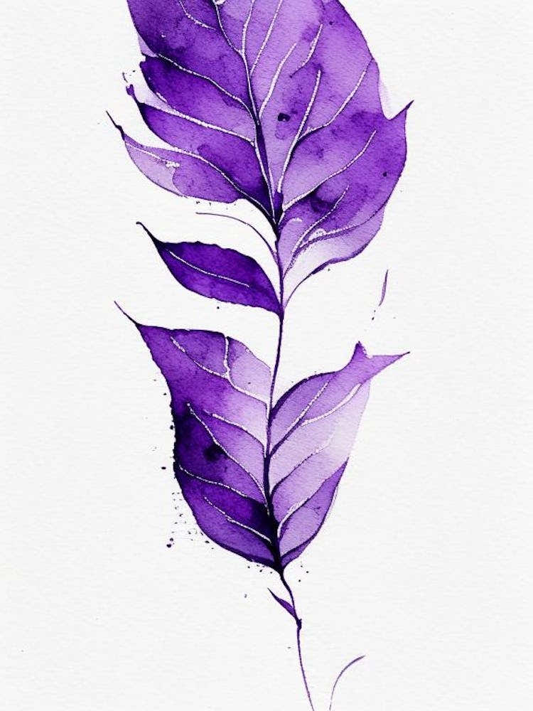 Violet Leaf Minimalist Watercolour 1