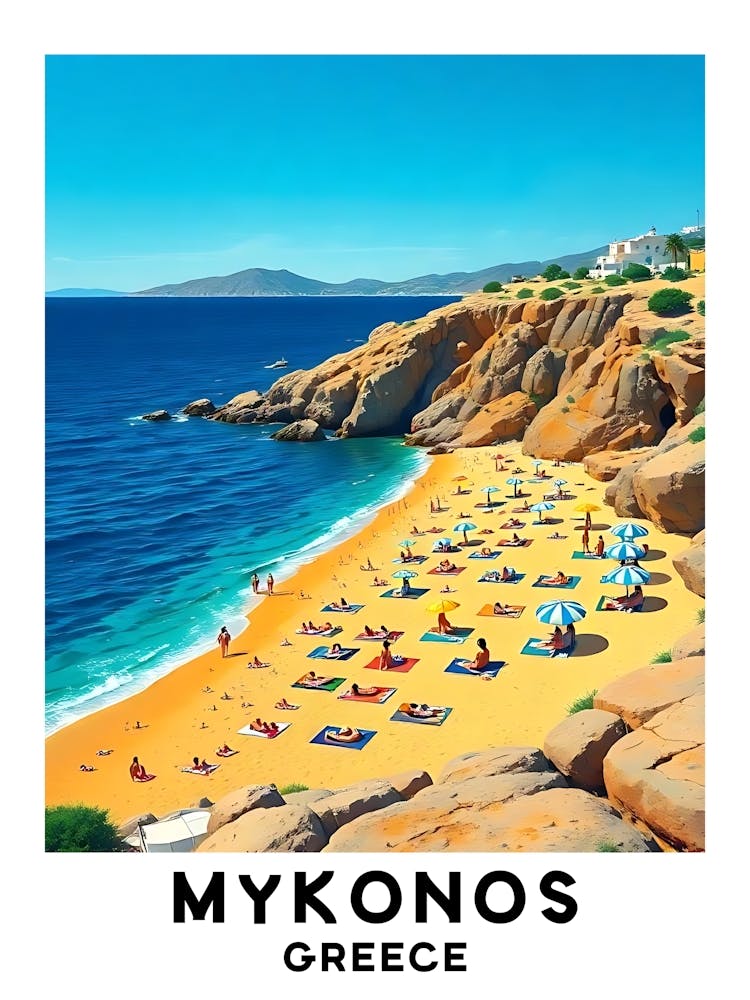 Mykonos - Grèce Affiche De Voyage Vintage 42