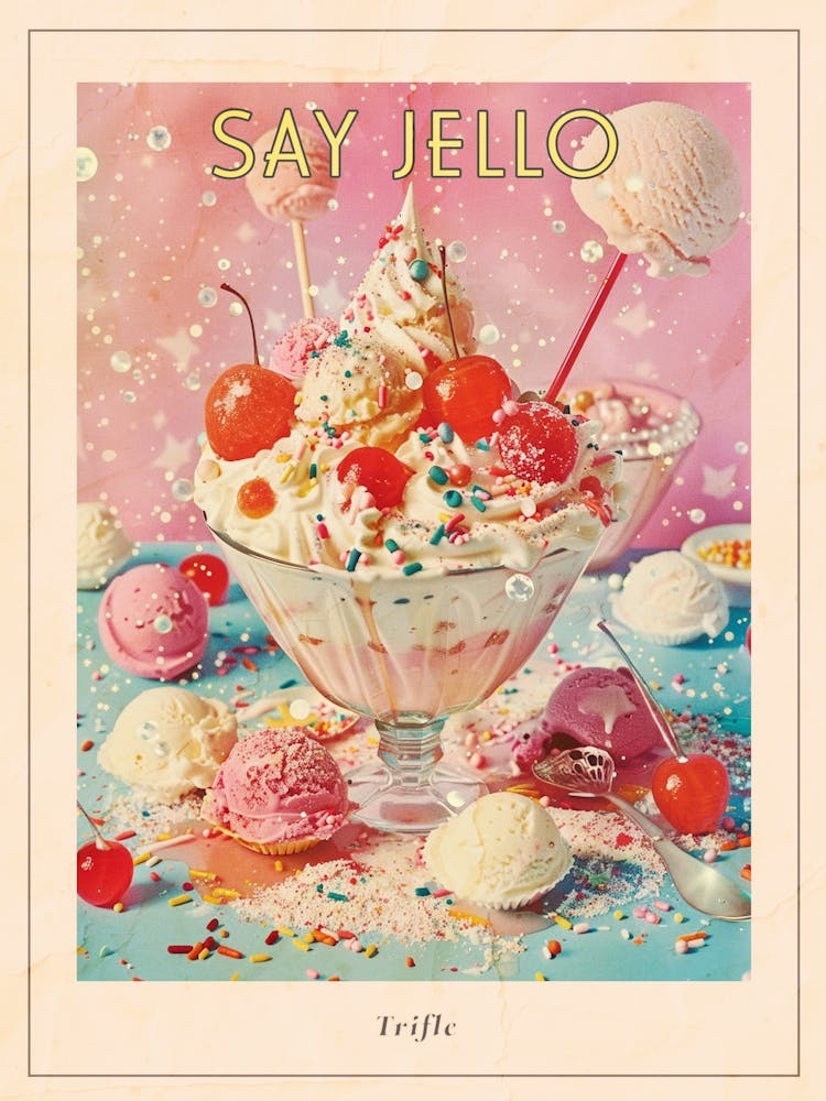 Kitsch Trifle Jelly Retro Collage 2 Poster