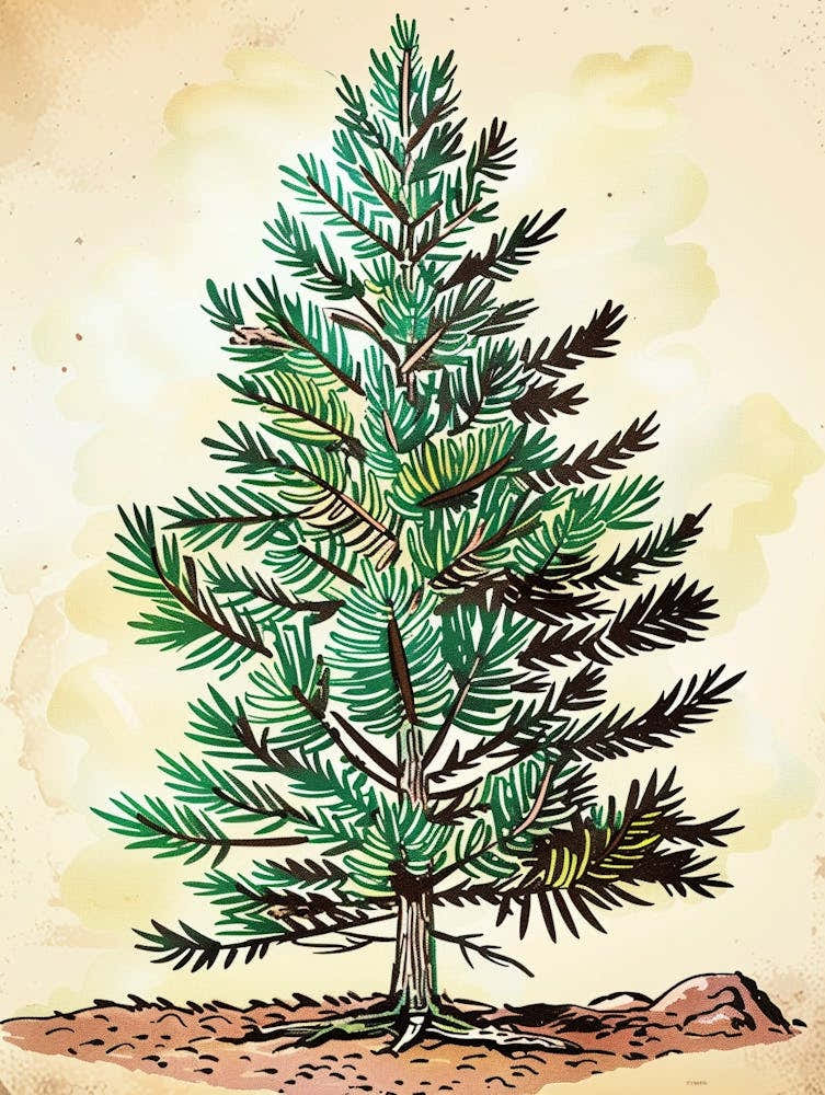 Douglas Fir Tree Storybook Illustration 3