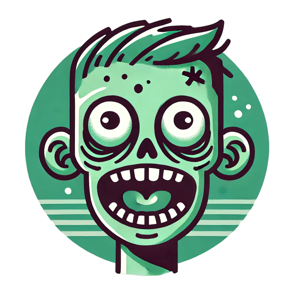 Green Zombie Head Horror Cartoon