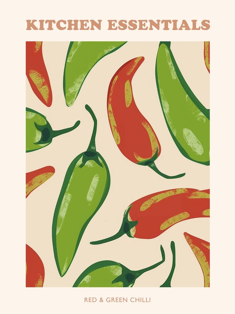 Red & Green Chilli Pattern Poster 2