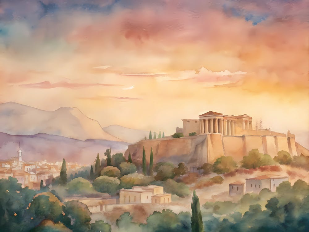 Athens Greece A Vintage Scene Of The Acropolis 1