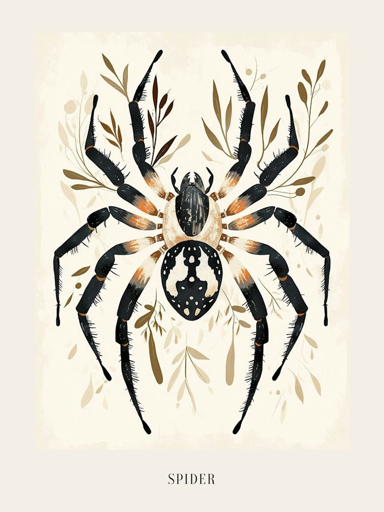 Farbenfrohe Insektenillustration Spinne 12 Poster