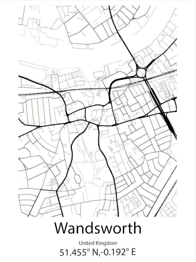 Wandsworth,United Kingdom Minimalist Map