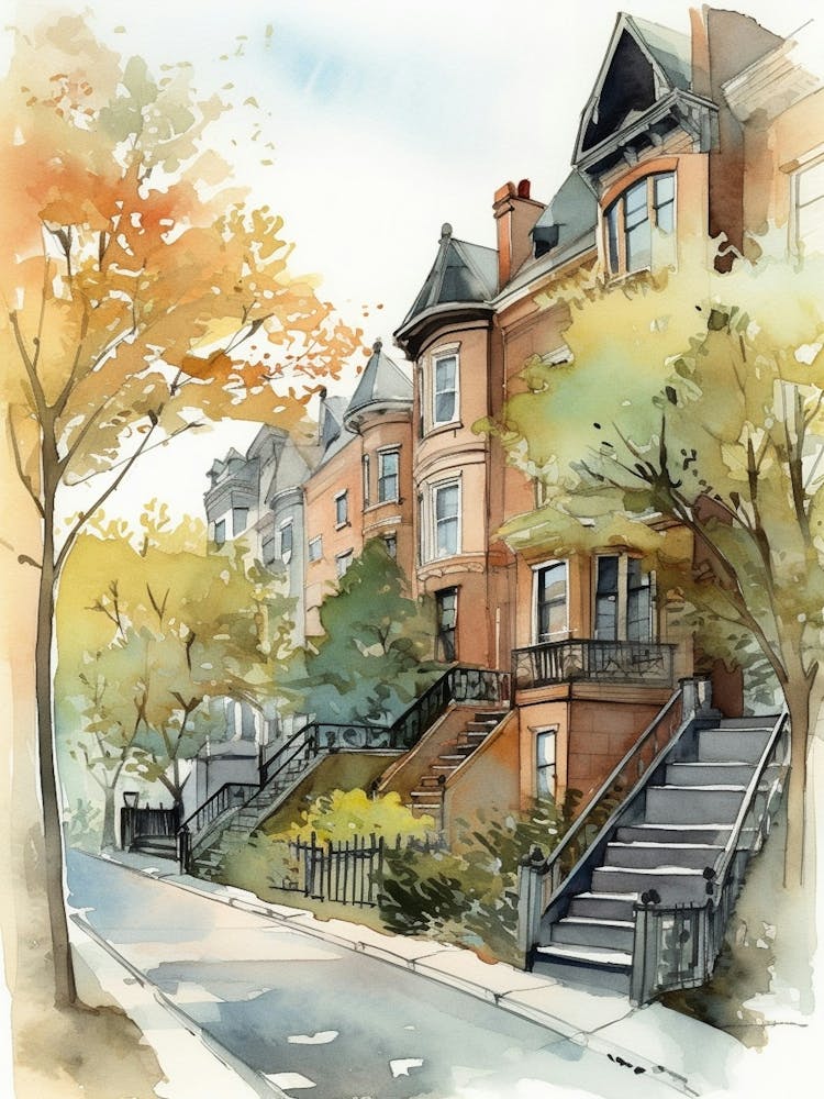 Park Slope Brooklyn Viertel, Aquarell 1