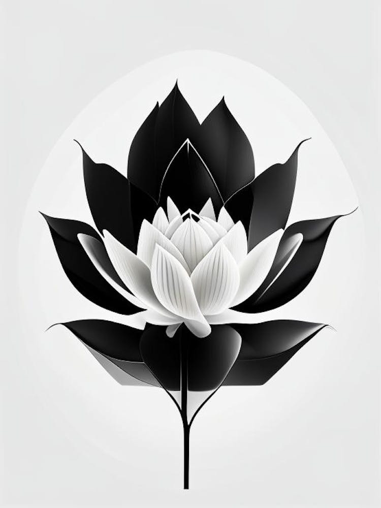 American Lotus Black And White Geometric 4