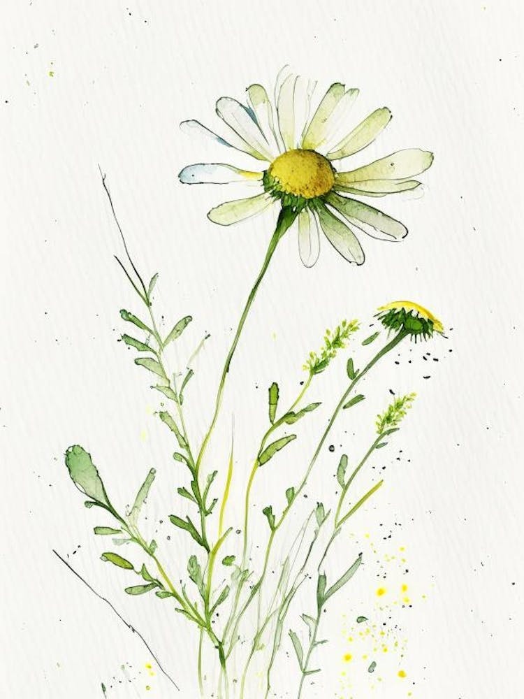 Chamomile Herb Minimalist Watercolour 2