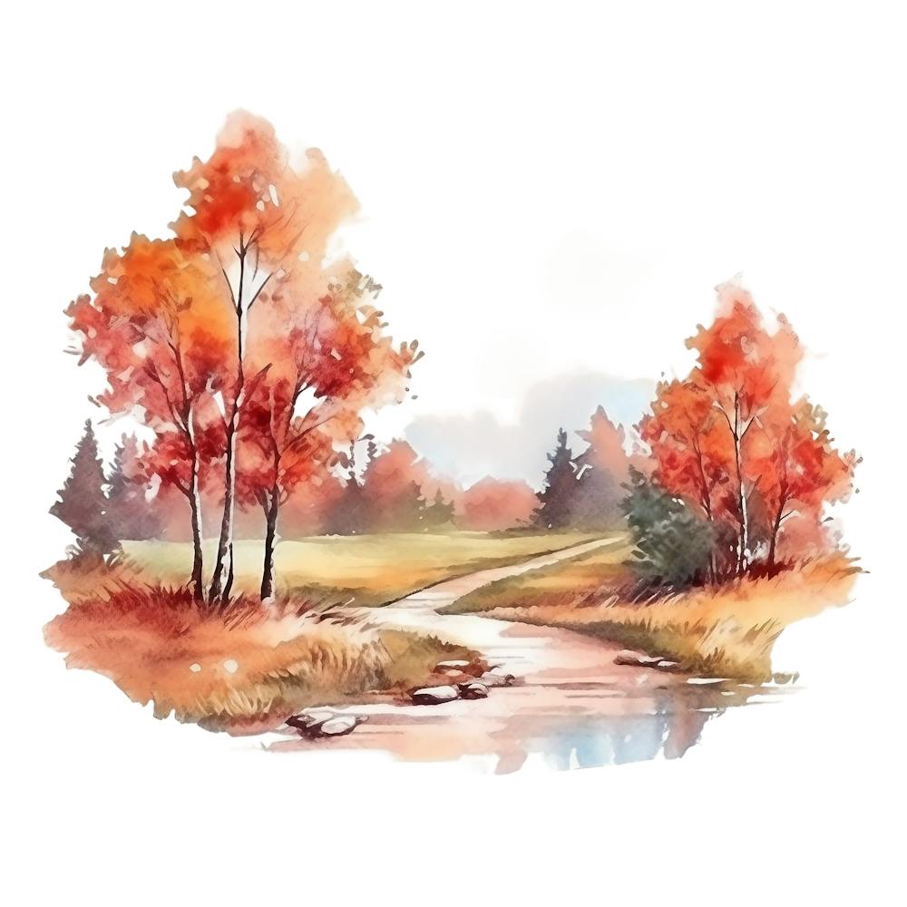 Watercolor Autumn Trees 4