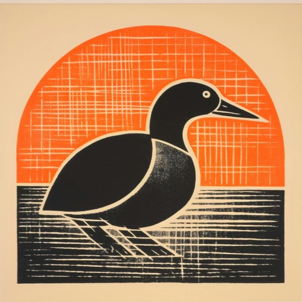 Retro Bird Lithograph Coot 2