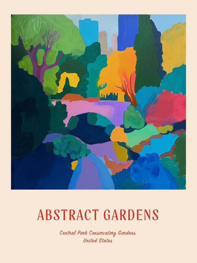 Colourful Gardens Central Park Conservatory Gardens Usa 3 Red Poster