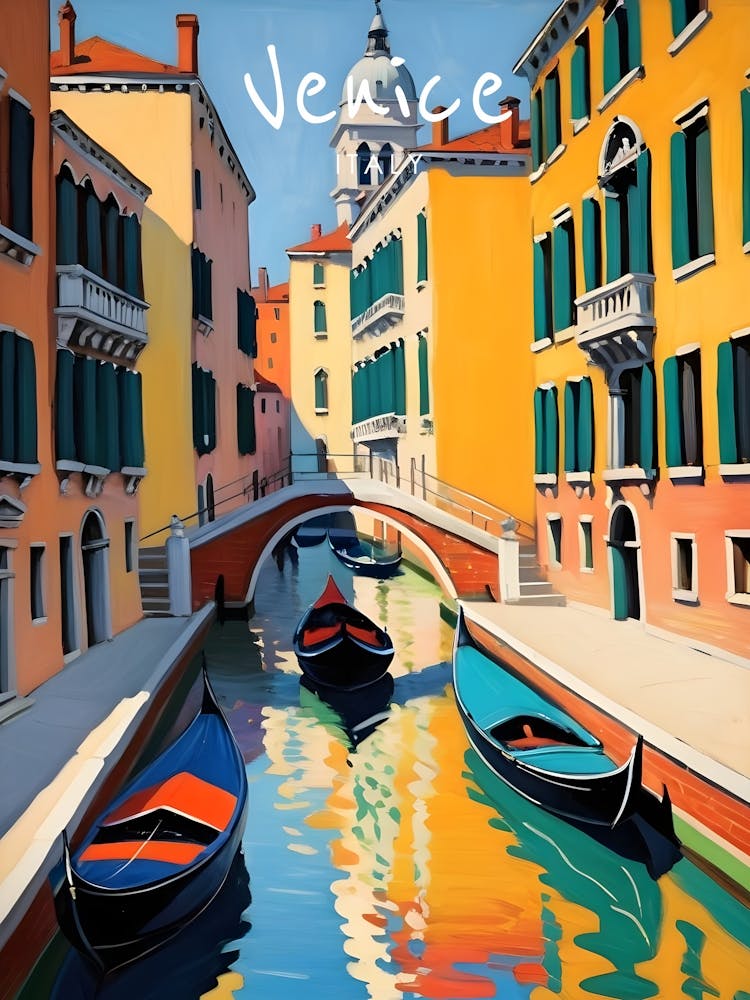 Venice Italy Travel Poster Fauvist Style Painting