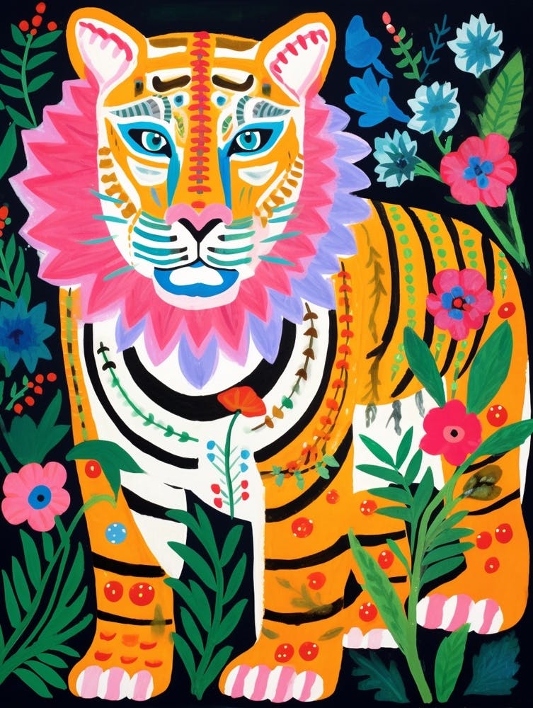 Maximalist Animal Painting Bengal Tiger 1