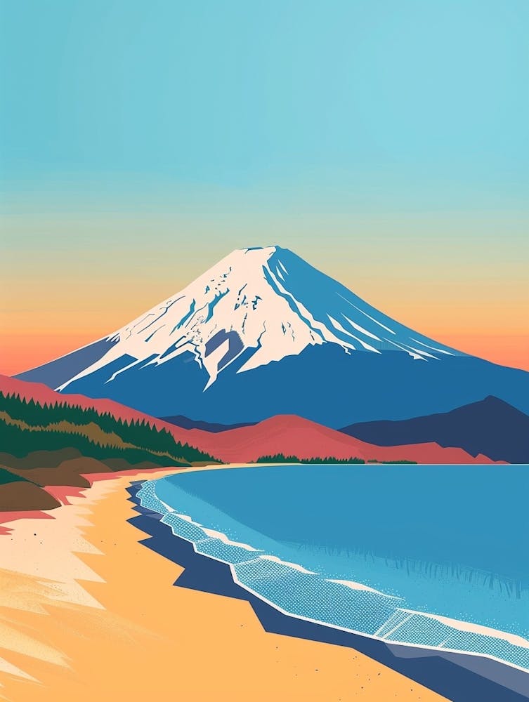 Mount Fuji Japan 2 Colourful Illustration