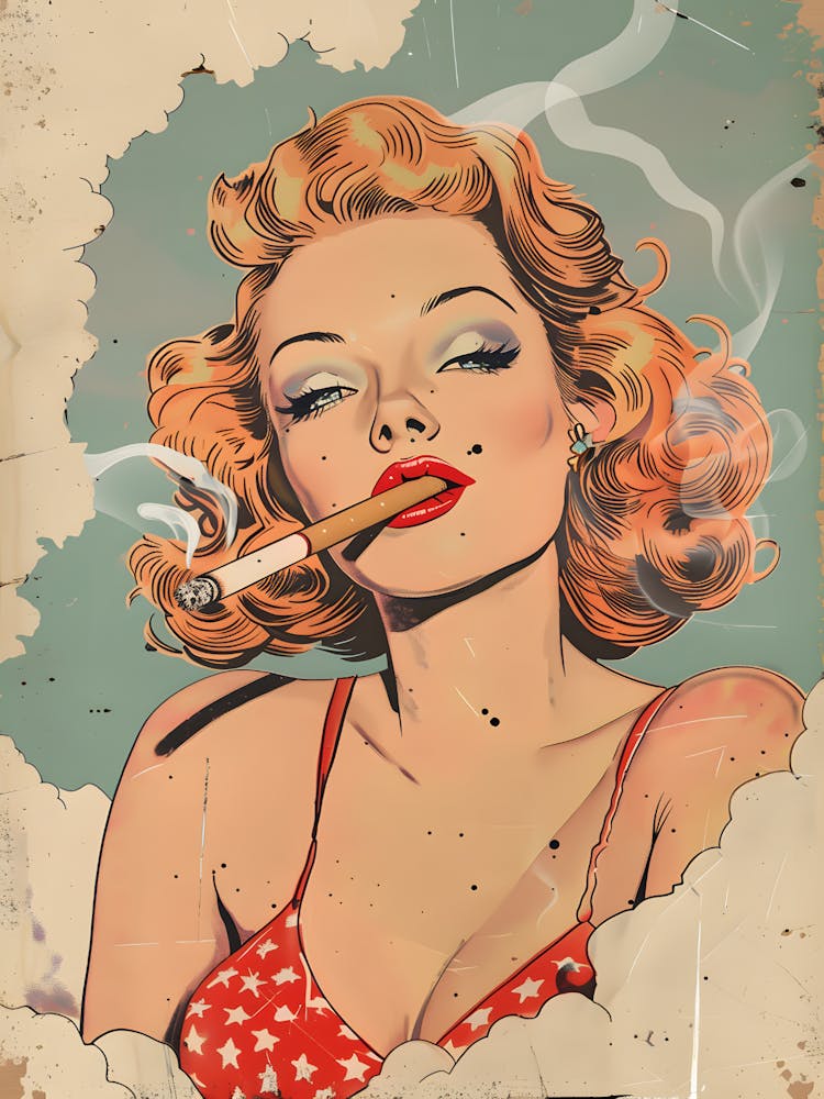 Pin Up Girl Smoking Cigarette