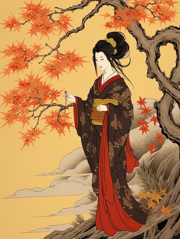 Akikusa Autumn Dandelion 2 Vintage Japanese Botanical And Geisha