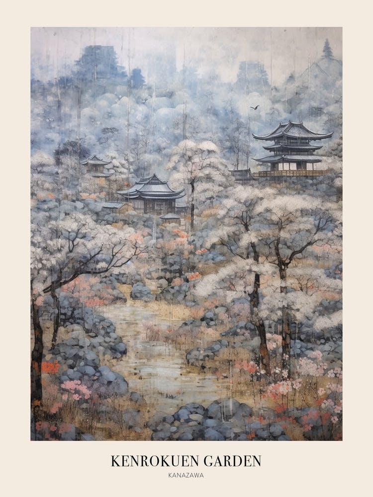 Winter City Park Poster Kenrokuen Garden Kanazawa Japan 2
