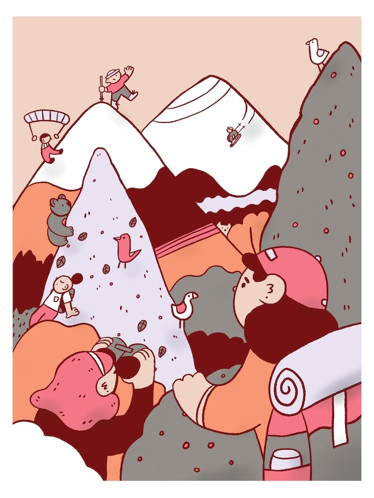 Adventure in the mountains illustration