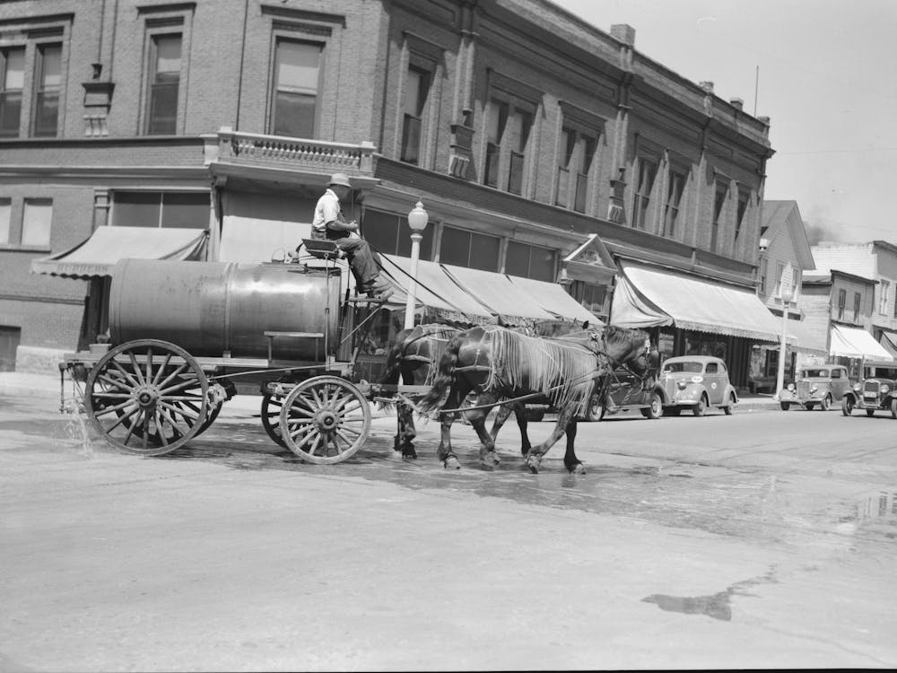 Sprinkling Wagon, Western Wisconsin City By Russell Lee