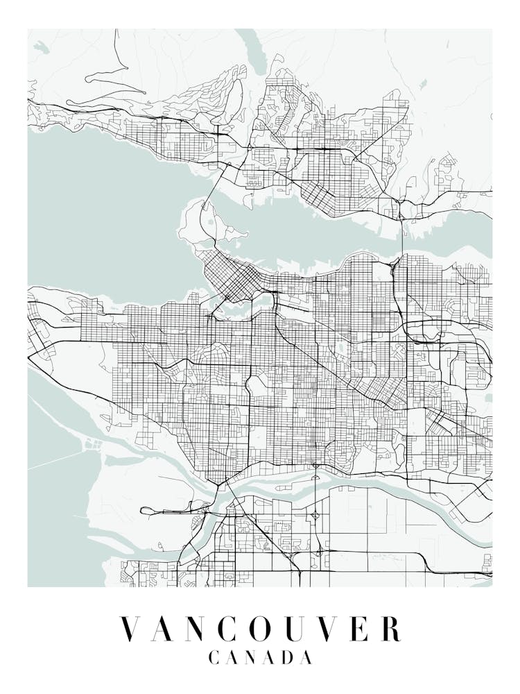Vancouver Canada Street Map Minimal Color