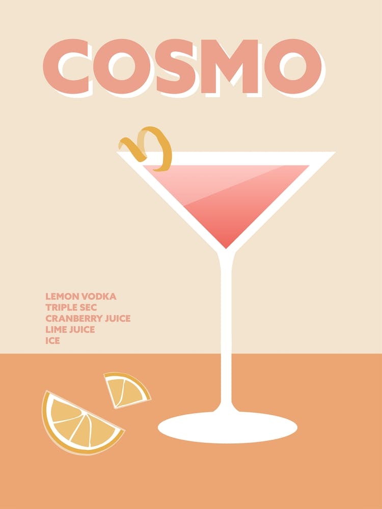 Cosmo Cocktail Pink Orange Colourful Wall