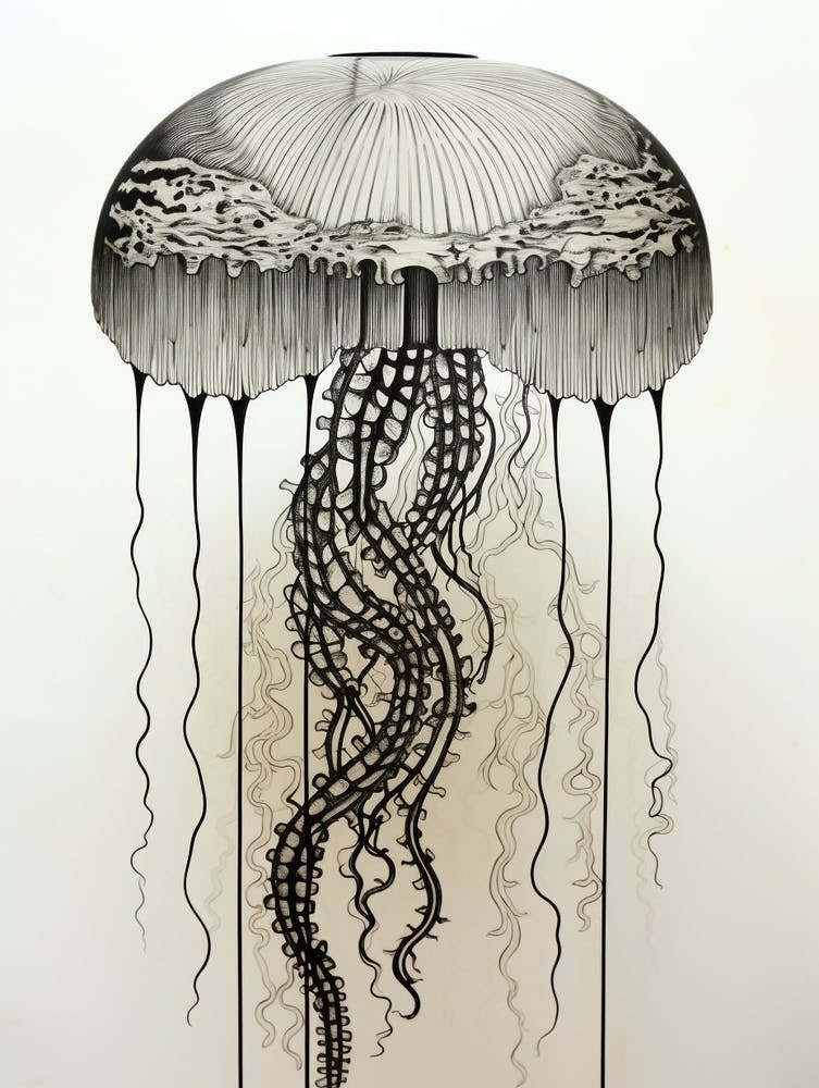 Upside Down Jellyfish Pencil Drawing 6