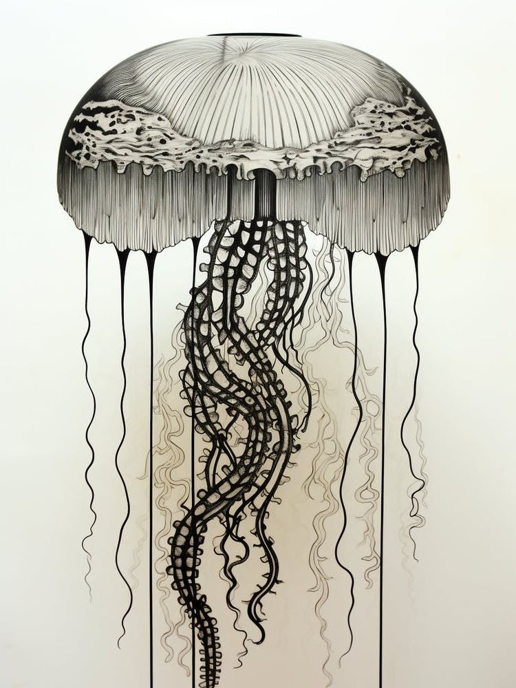 Upside Down Jellyfish Pencil Drawing 6