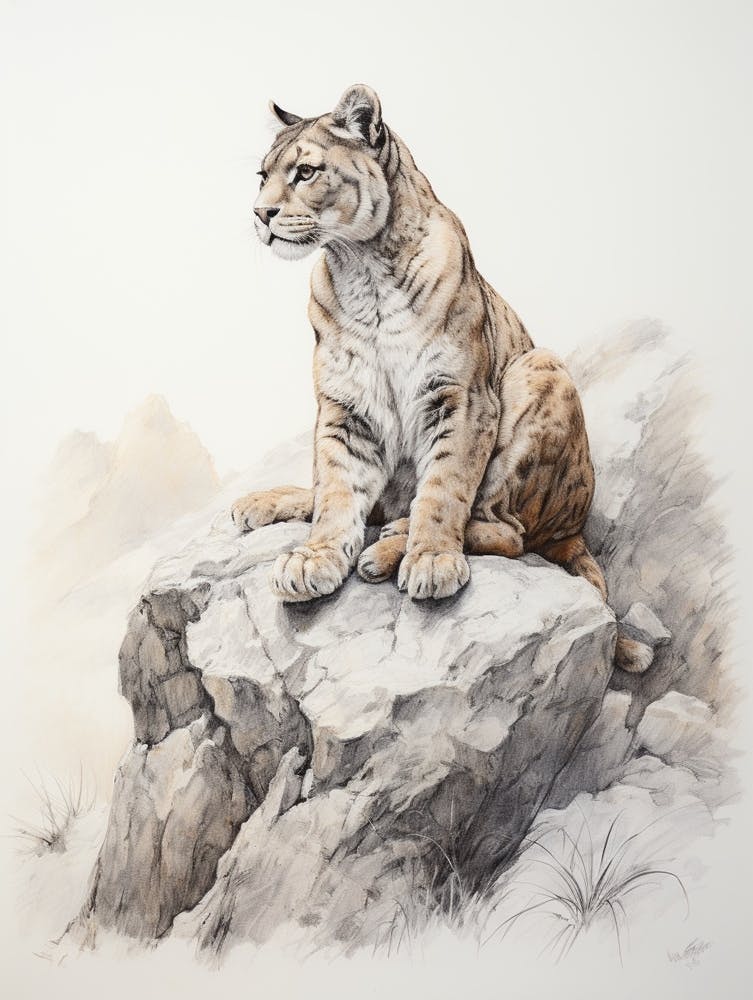 Storybook Animal Watercolour Cougar 1
