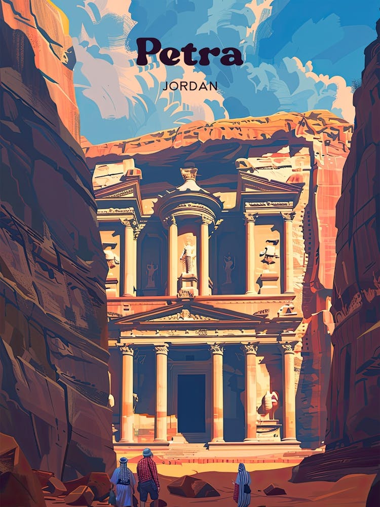 Petra Jordan The Treasury Travel Illustration