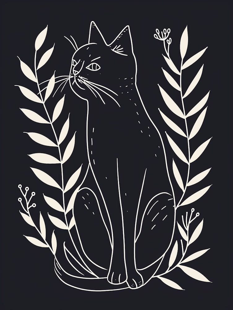 Somali Cat Minimalist Illustration 1