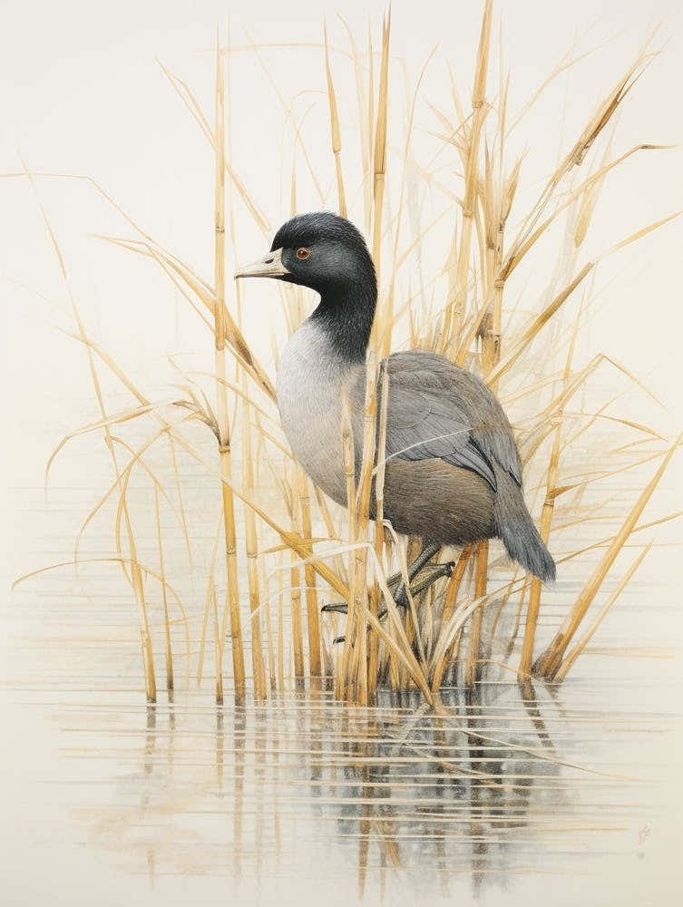 Vintage Bird Drawing Coot 4