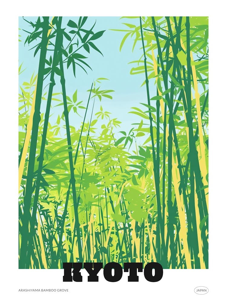 Arashiyama Bamboo Grove Kyoto 2 Colourful Illustration Poster
