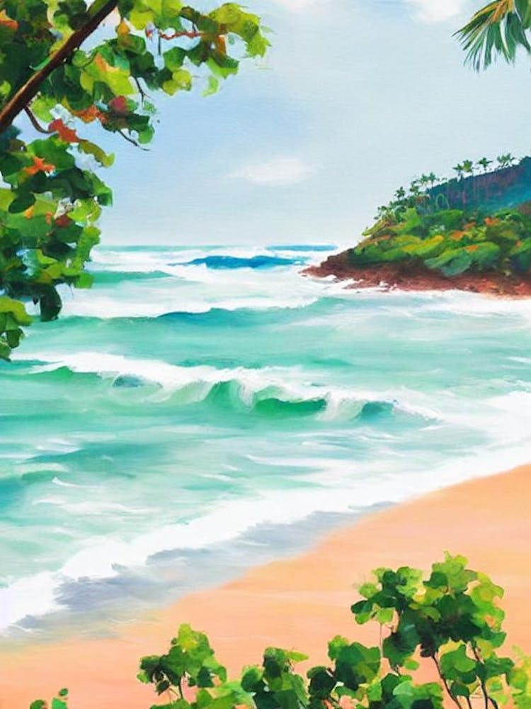 Mirissa Beach, Sri Lanka Contemporary Illustration