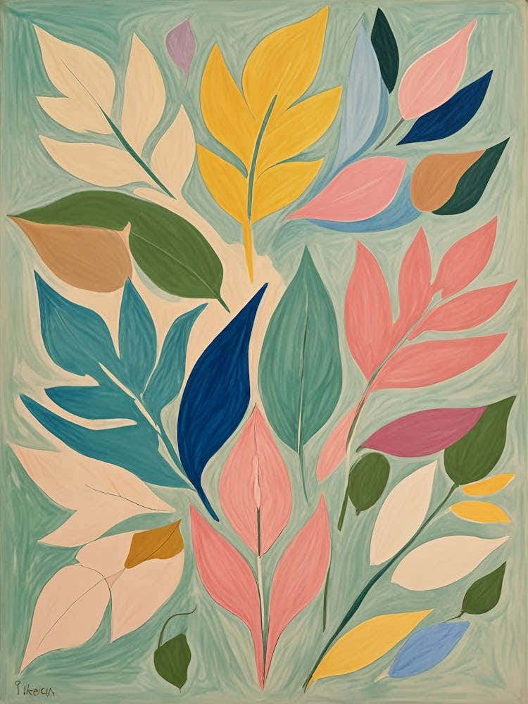 Abstract Pastel Leaves