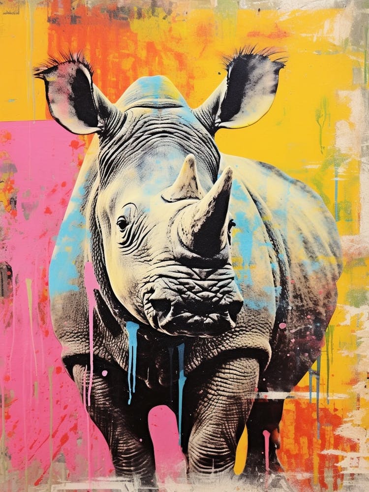 Rhino Pop Art Screen Print Inspired  1