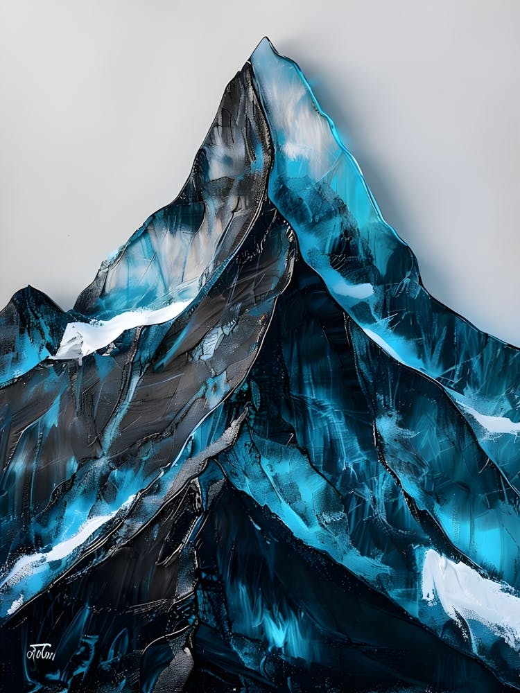 Blue Acrylic Mountain Art