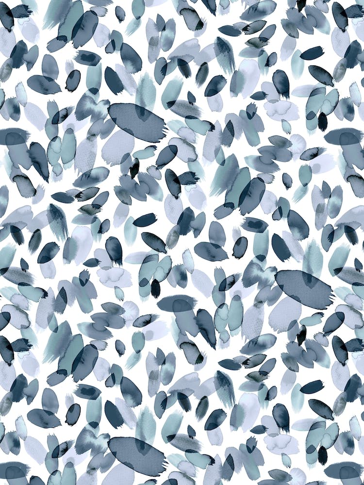 Watercolor Petal Stains Blue Greyish