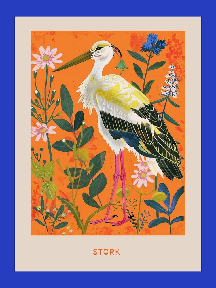 Spring Birds Poster Stork 5