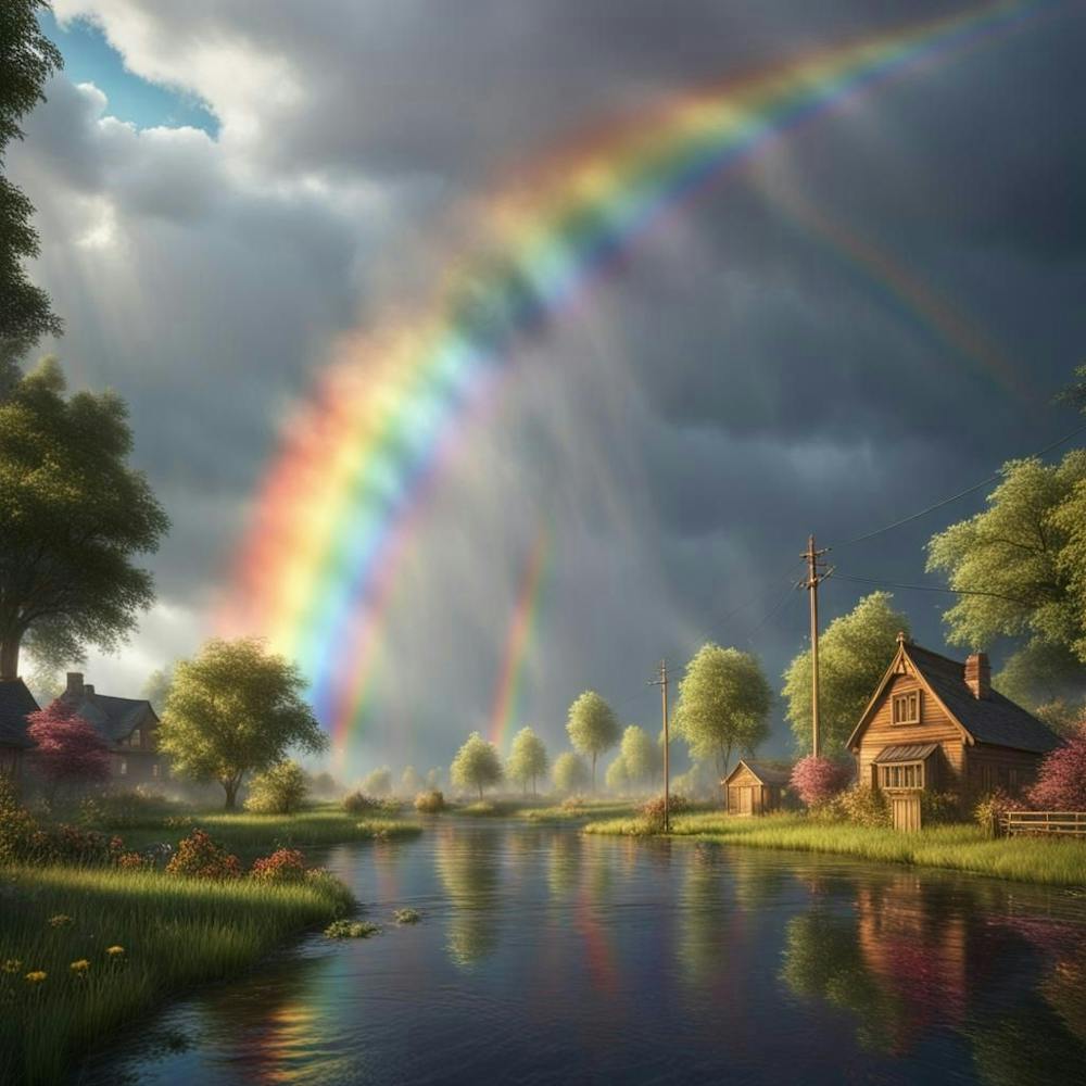 Beautiful rainbow after the rain