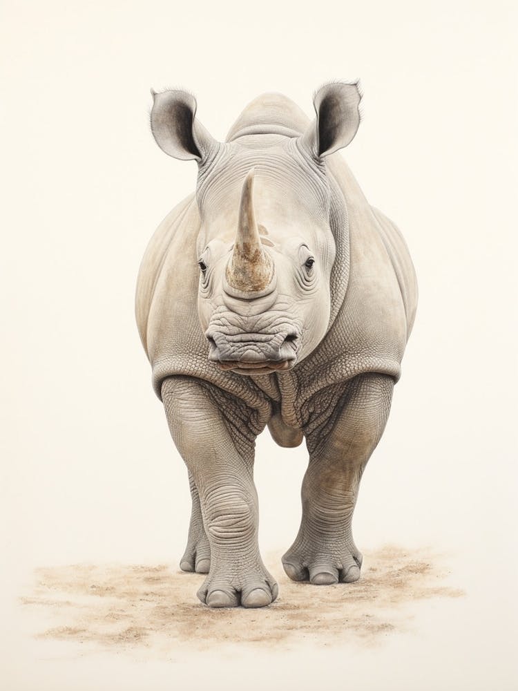 Simple Illustration Of A Rhino Walking 1