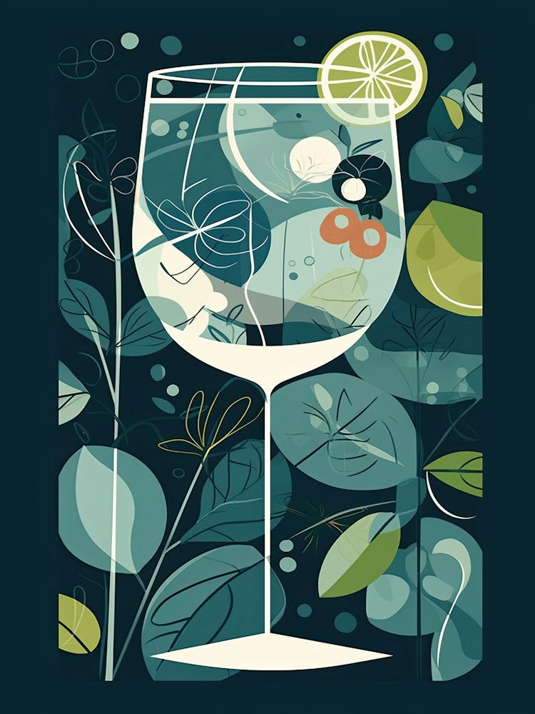 Gin And Tonic G&T Cocktail Mid Century Modern 1